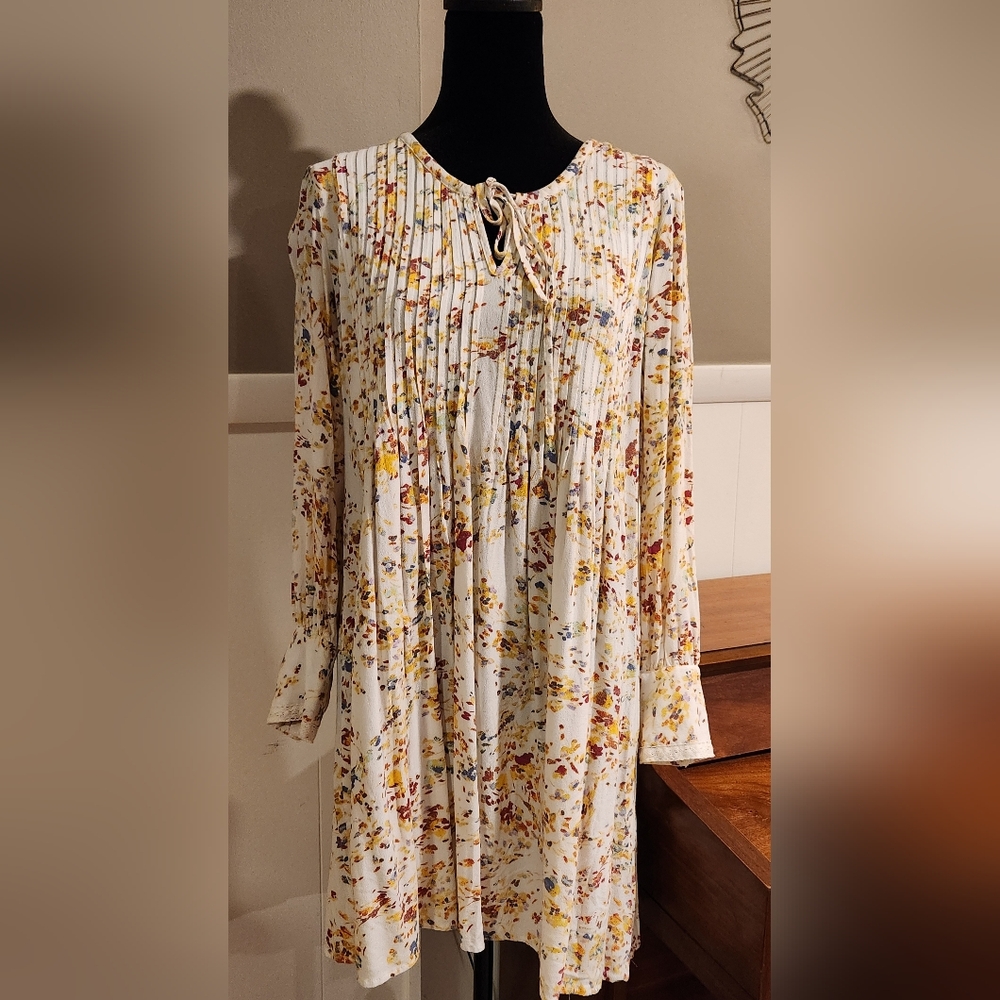 Sahalie Long Sleeve Floral Dress - Cream and Multicolor